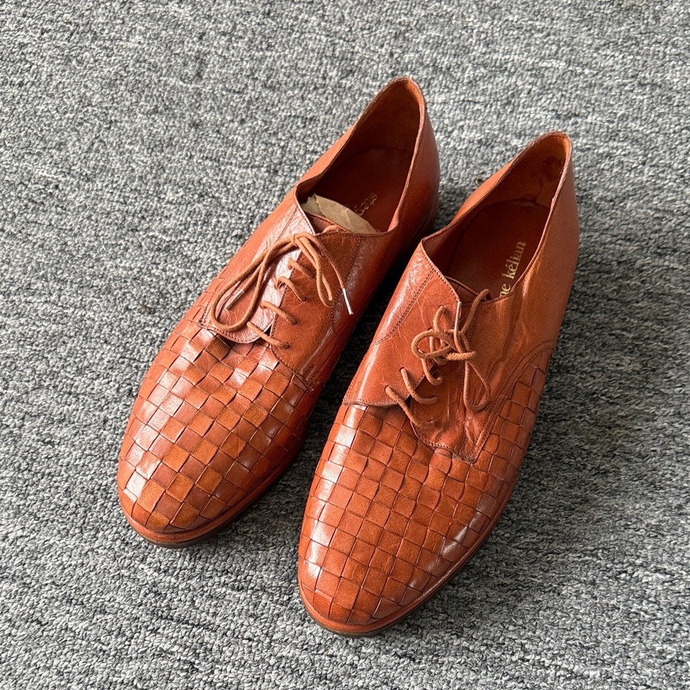 Stephane Kelian Men's Tan Woven Leather Oxfords